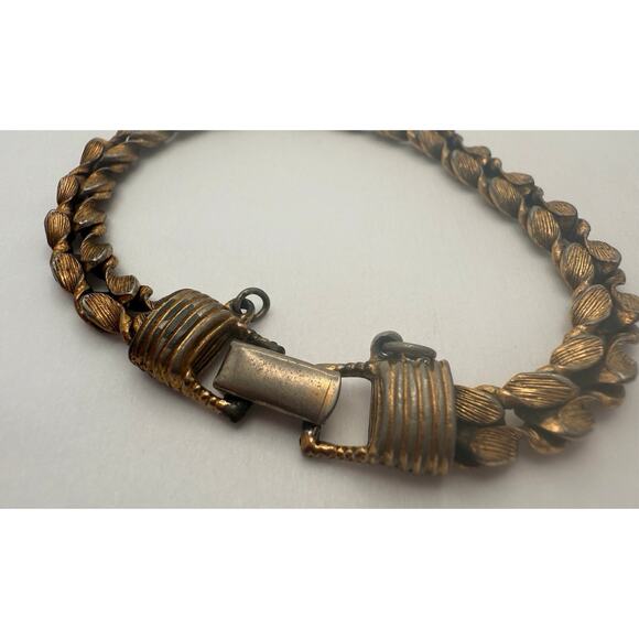 Vintage 60s Signed Goldette Victorian Revival Bracelet Russian Gold - Picture 6 of 7